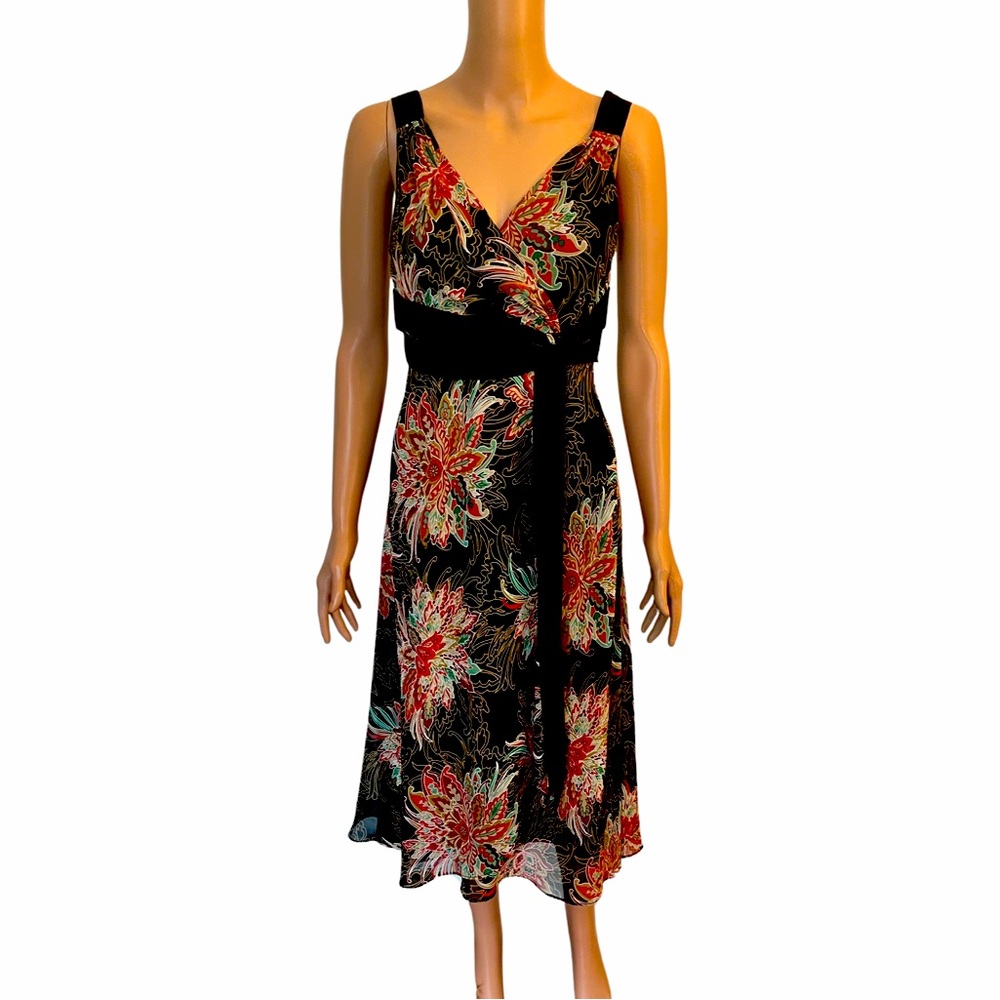 Evan Picone faux wrap midi dress.